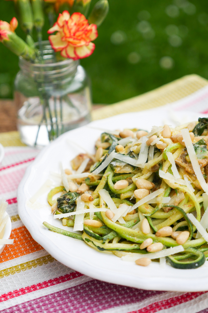 Recipe for Low Carb Zoodles with Swiss Chard and Mascarpone