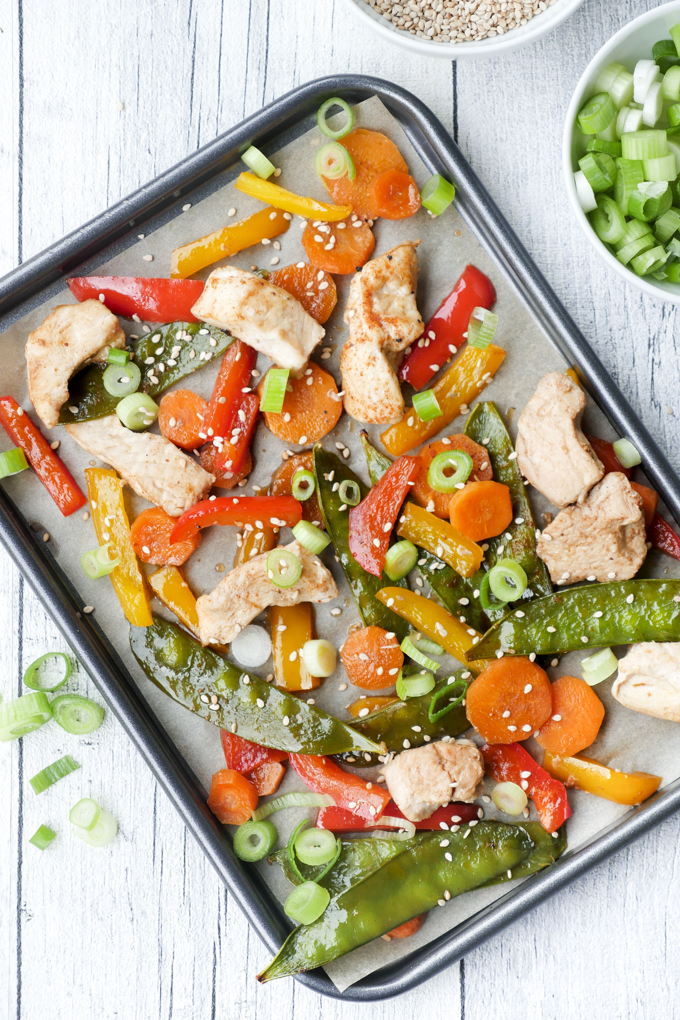 Low Carb One Tin recipe with chicken and mangetout 